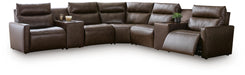 Benchcraft Chocolate 7-Piece Power Reclining Sectional with Audio Consoles
