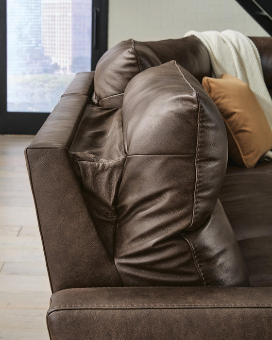 Benchcraft Chocolate 6-Piece Power Reclining Sectional with Audio Console