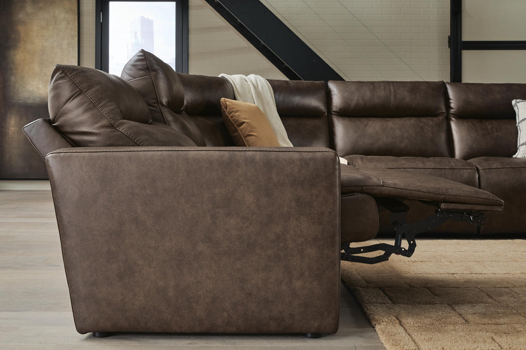 Benchcraft Chocolate 5-Piece Power Reclining Sectional
