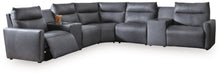 Benchcraft Blue 7-Piece Power Reclining Sectional with Audio Consoles