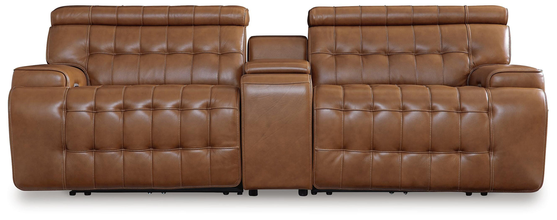 Signature Design Chocolate 3-Piece Power Reclining Sectional Loveseat with Console