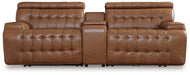 Signature Design Chocolate 3-Piece Power Reclining Sectional Loveseat with Console