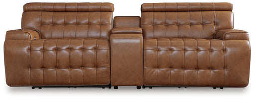 Signature Design Chocolate 3-Piece Power Reclining Sectional Loveseat with Console