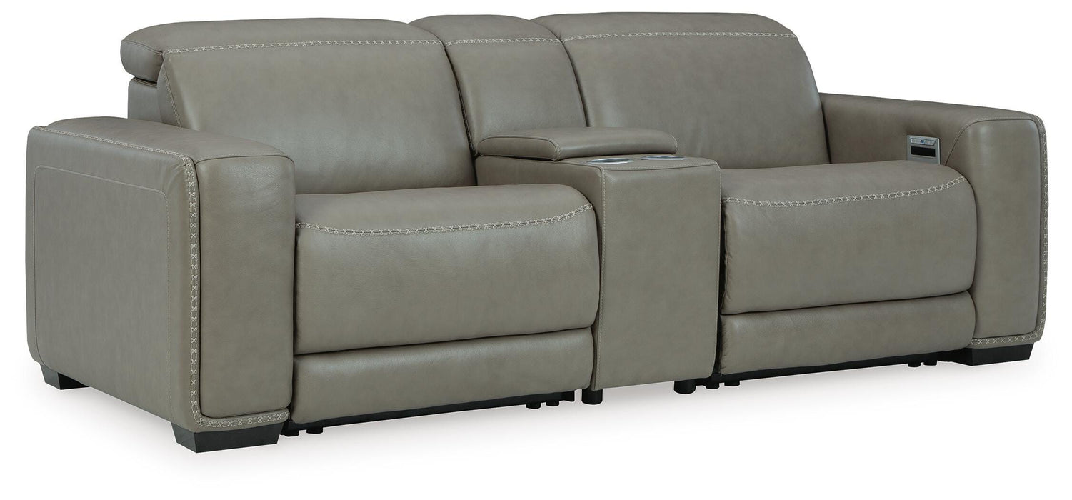 Signature Design Gray 3-Piece Power Reclining Sectional Loveseat