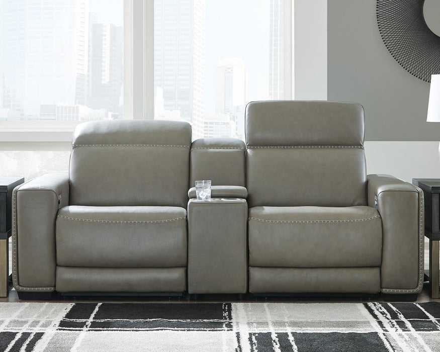 Signature Design Gray 3-Piece Power Reclining Sectional Loveseat