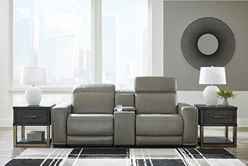 Signature Design Gray 3-Piece Power Reclining Sectional Loveseat