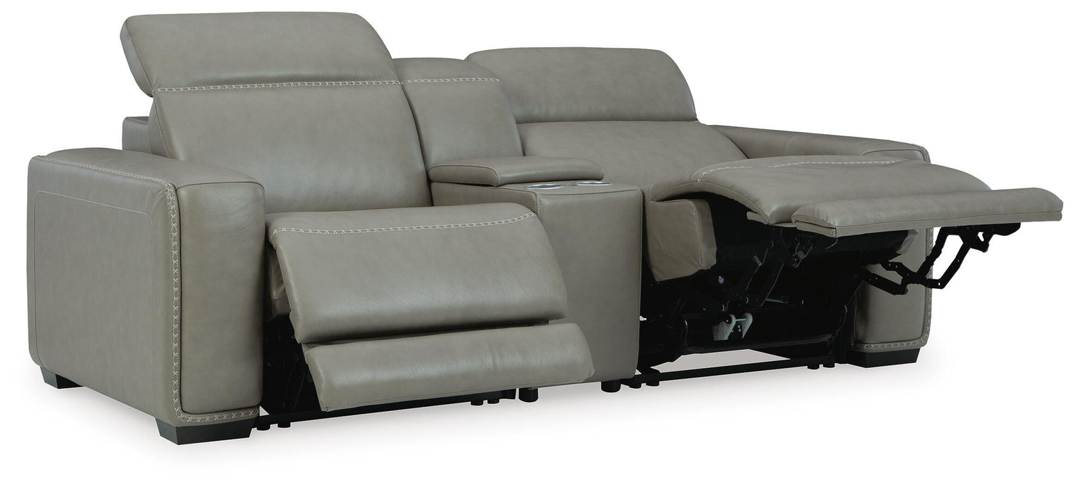 Signature Design Gray 3-Piece Power Reclining Sectional Loveseat