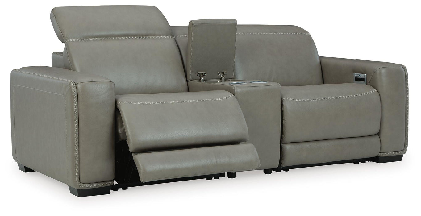 Signature Design Gray 3-Piece Power Reclining Sectional Loveseat