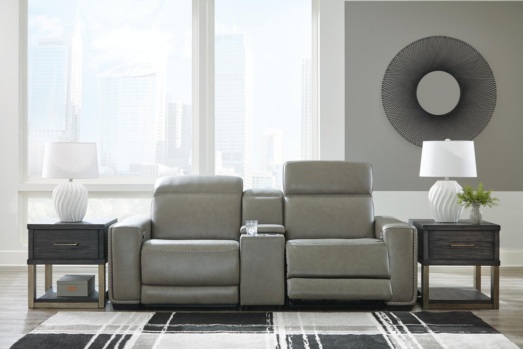 Signature Design Gray 3-Piece Power Reclining Sectional Loveseat