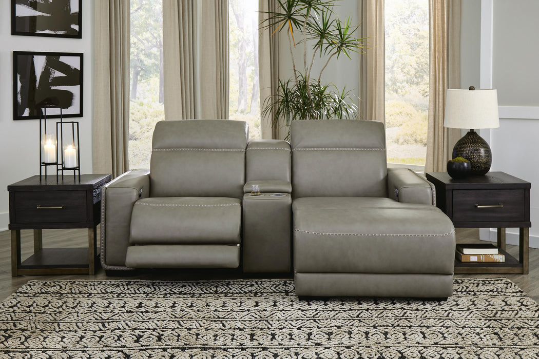 Signature Design Gray 3-Piece Power Reclining Sectional with Chaise