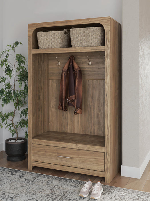 Signature Design Brown Hall Tree with Storage Bench