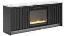 Signature Design Black/White 63" TV Stand with Electric Fireplace