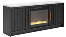 Signature Design Black/White 63" TV Stand with Electric Fireplace