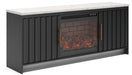 Signature Design Black/White 63" TV Stand with Electric Fireplace