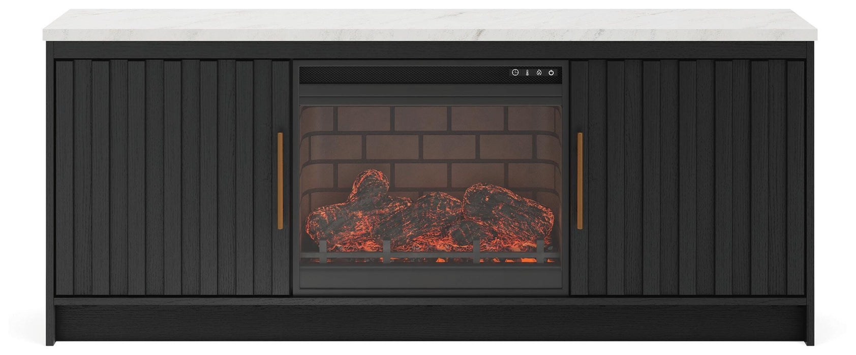 Signature Design Black/White 63" TV Stand with Electric Fireplace