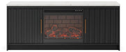 Signature Design Black/White 63" TV Stand with Electric Fireplace