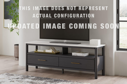 Signature Design Black/White 63" TV Stand with Electric Fireplace