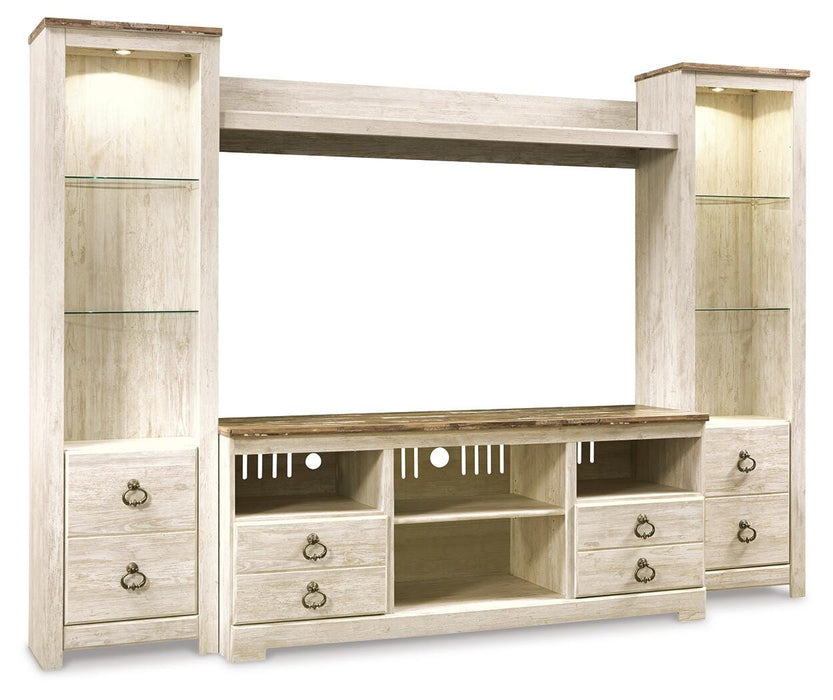 Signature Design Whitewash 4-Piece Entertainment Center