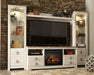 Signature Design Whitewash 4-Piece Entertainment Center with Electric Fireplace