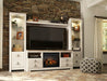 Signature Design Whitewash 4-Piece Entertainment Center with Electric Fireplace