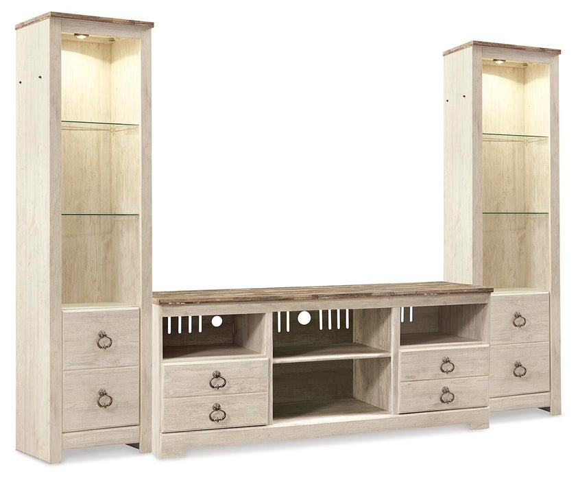Signature Design Whitewash 3-Piece Entertainment Center