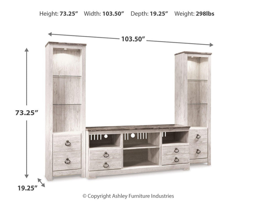 Signature Design Whitewash 3-Piece Entertainment Center