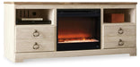 Signature Design Whitewash 64" TV Stand with Electric Fireplace