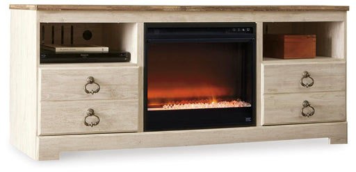 Signature Design Whitewash 64" TV Stand with Electric Fireplace