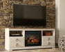Signature Design Whitewash 64" TV Stand with Electric Fireplace