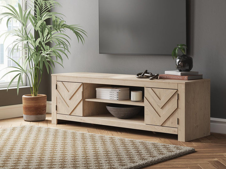 Signature Design Tan LG TV Stand w/Fireplace Option
