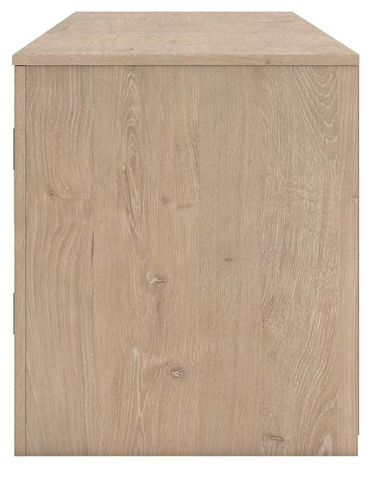 Signature Design Tan 71" TV Stand with Electric Fireplace