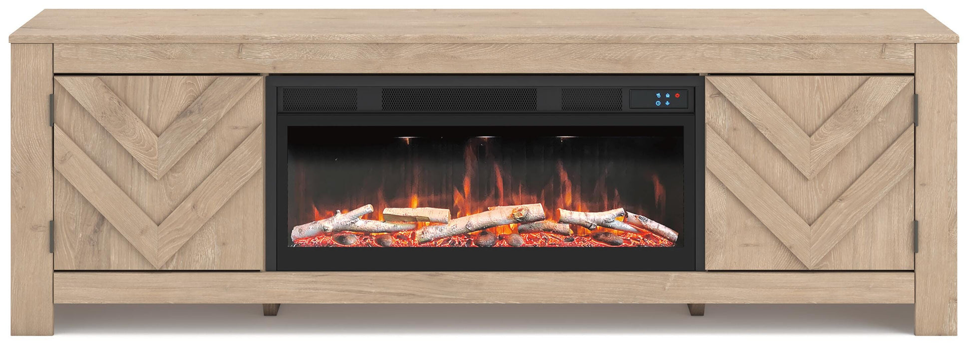 Signature Design Tan 71" TV Stand with Electric Fireplace