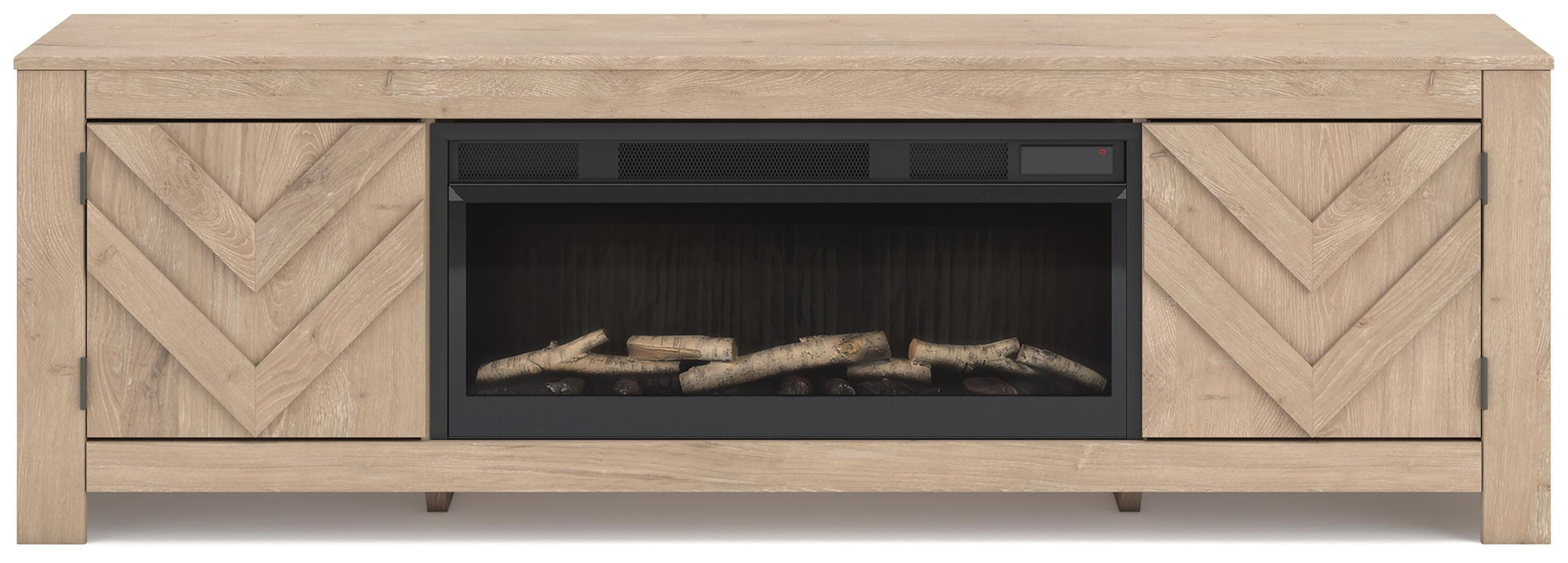 Signature Design Tan 71" TV Stand with Electric Fireplace