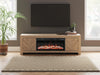 Signature Design Tan 71" TV Stand with Electric Fireplace
