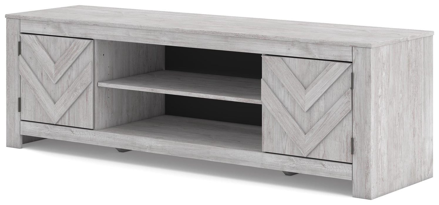 Signature Design Whitewash LG TV Stand w/Fireplace Option