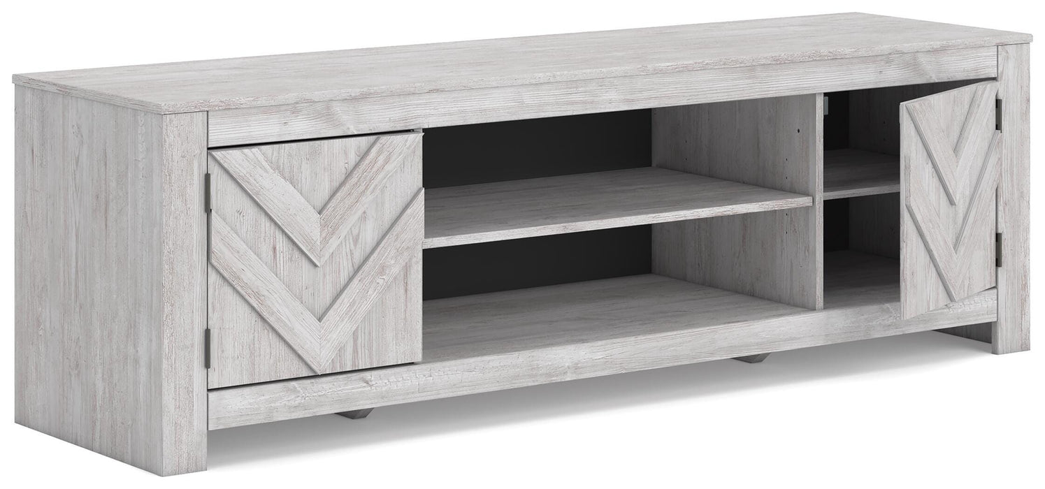 Signature Design Whitewash LG TV Stand w/Fireplace Option