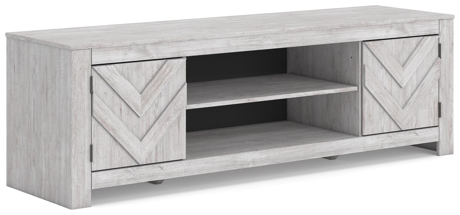 Signature Design Whitewash LG TV Stand w/Fireplace Option