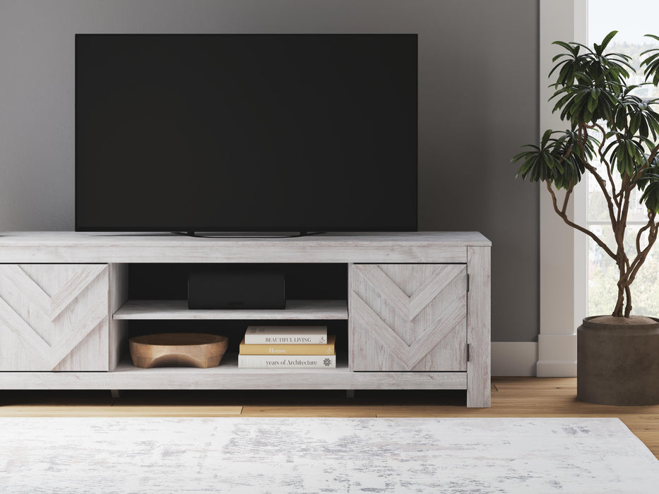 Signature Design Whitewash LG TV Stand w/Fireplace Option