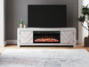 Signature Design Whitewash 71" TV Stand with Electric Fireplace