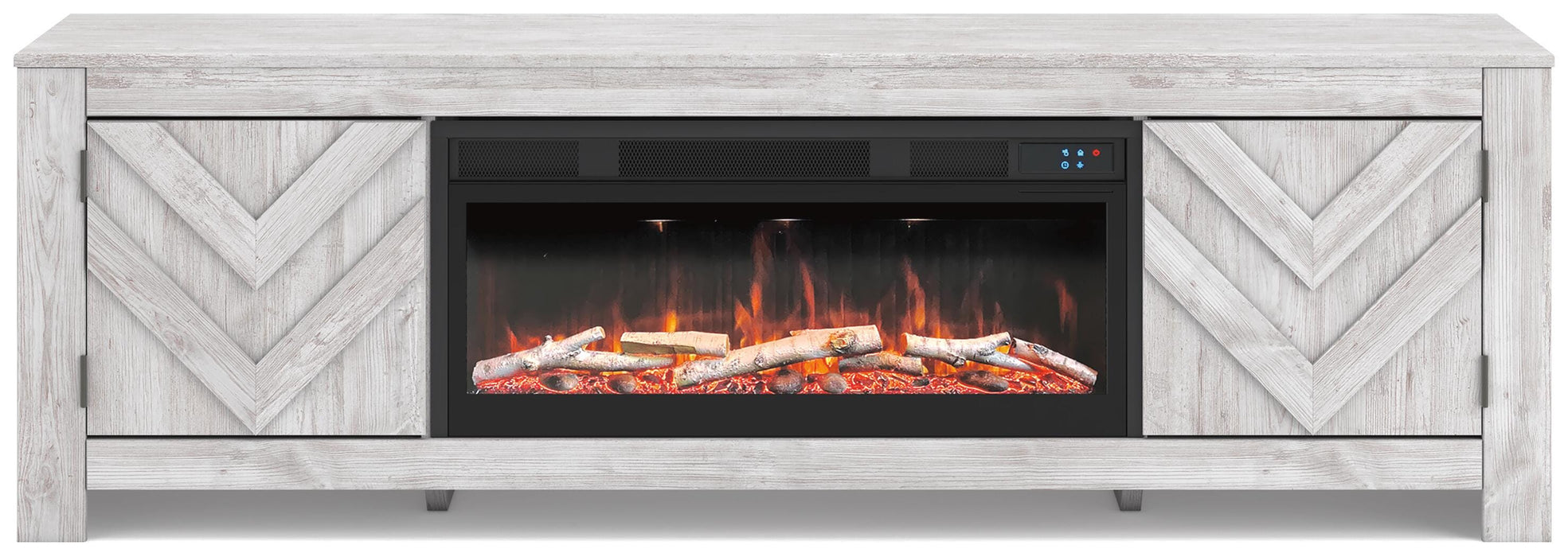 Signature Design Whitewash 71" TV Stand with Electric Fireplace