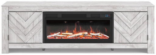Signature Design Whitewash 71" TV Stand with Electric Fireplace