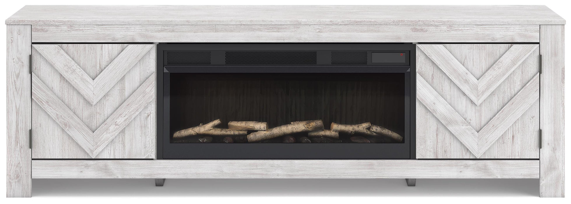 Signature Design Whitewash 71" TV Stand with Electric Fireplace