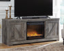 Signature Design Gray 63" TV Stand with Electric Fireplace