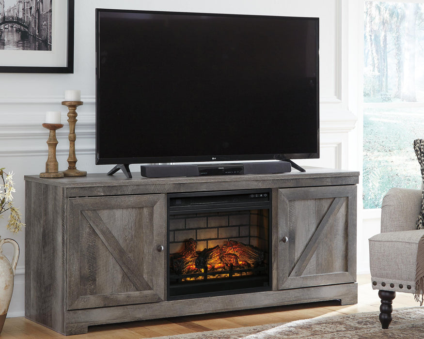 Signature Design Gray 63" TV Stand with Electric Fireplace