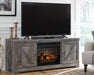 Signature Design Gray 63" TV Stand with Electric Fireplace