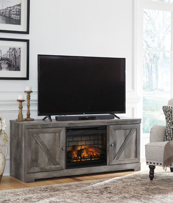 Signature Design Gray 63" TV Stand with Electric Fireplace