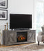 Signature Design Gray 63" TV Stand with Electric Fireplace