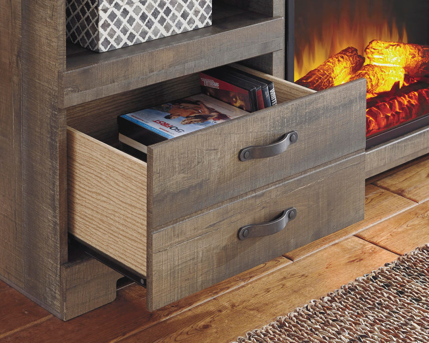 Signature Design Brown 63" TV Stand with Electric Fireplace
