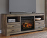 Signature Design Brown 63" TV Stand with Electric Fireplace