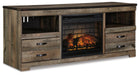 Signature Design Brown 63" TV Stand with Electric Fireplace